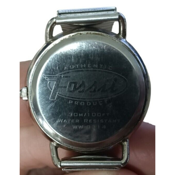 Fossil Men‎ Watch Silver Stainless Steel Black Leather Battery WR White Quartz - Picture 8 of 13